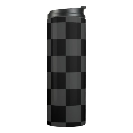 Klassiek Modern Zwart & Rokerig Zwart Checkerboard Thermosbeker (Gedraaid links)