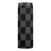 Klassiek Modern Zwart & Rokerig Zwart Checkerboard Thermosbeker (Achterkant)