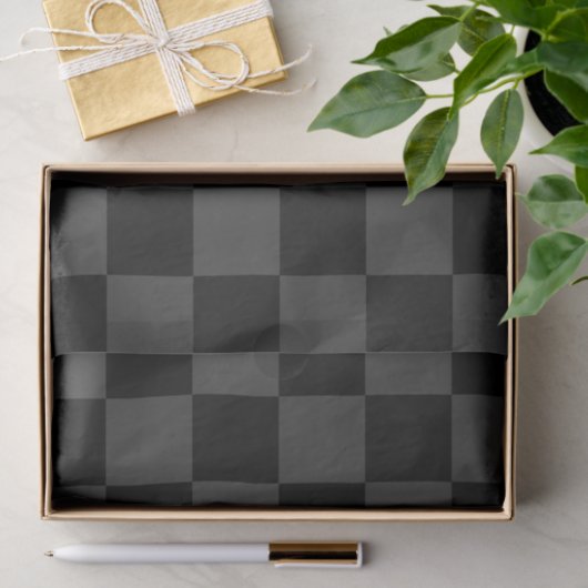 Klassiek Modern Zwart & Rokerig Zwart Checkerboard Tissuepapier (Geschenk)