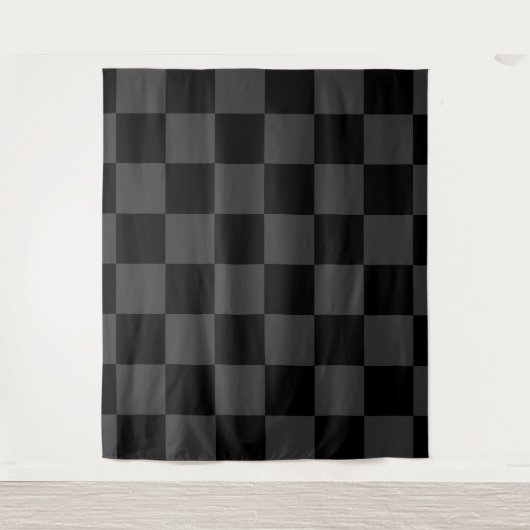 Klassiek Modern Zwart & Rokerig Zwart Checkerboard Wandkleed (Voorkant)