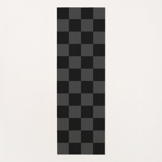 Klassiek Modern Zwart & Rokerig Zwart Checkerboard Yogamat (Voorkant)