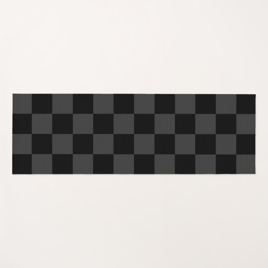 Klassiek Modern Zwart & Rokerig Zwart Checkerboard Yogamat (Voorkant (horizontaal))