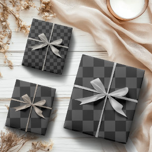 Klassiek modern zwart & rokerig zwart dambordpatro inpakpapier vel