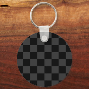 Klassiek modern zwart & rokerig zwart dambordpatro sleutelhanger