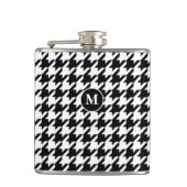 Klassiek modern zwart-wit houndstooth-monogram heupfles (Voorkant)