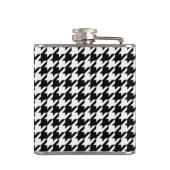 Klassiek modern zwart-wit houndstooth-monogram heupfles (Achterkant)
