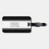 Klassiek modern zwart-wit monogram Bagagelabel (Achterkant horizontaal)