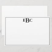 Klassiek modern zwart-wit monogram Briefpapier (Voorkant / Achterkant)
