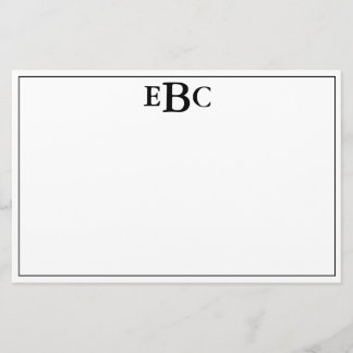 Klassiek modern zwart-wit monogram Briefpapier