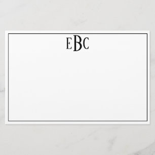 Klassiek modern zwart-wit monogram Briefpapier