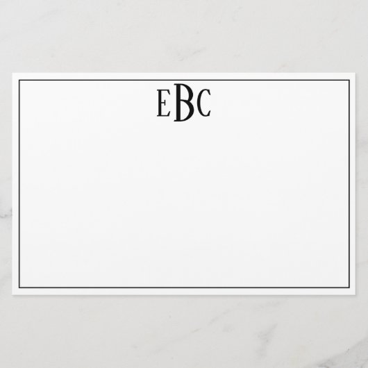 Klassiek modern zwart-wit monogram Briefpapier (Voorkant)