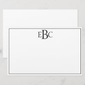 Klassiek modern zwart-wit monogram Briefpapier (Voorkant / Achterkant)
