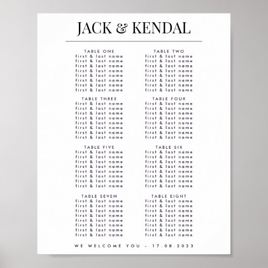 Klassiek modern zwart-wit trouwteken poster (Voorkant)