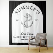 Klassiek moderne elegante zwarte vrijgezellenfeest wandkleed (In situ)