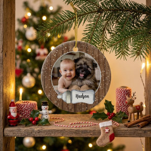 Klassiek moderne houten eerste kerst van de baby ornament