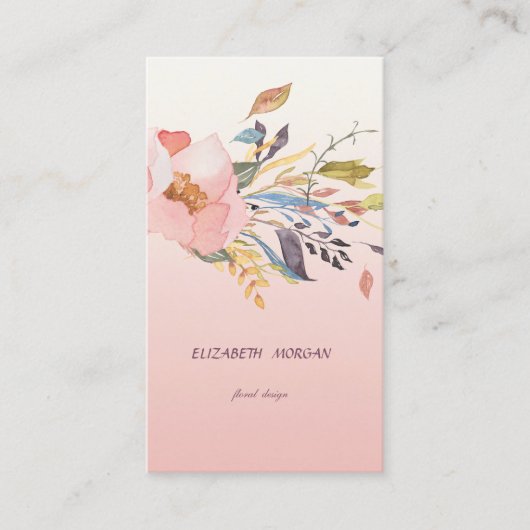 Klassiek moderne waterverf bloemen visitekaartje (Voorkant)