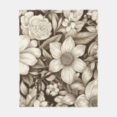 Klassiek monochroom bloemmotief met vintage sfeer fleece deken (Voorkant)