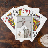 Klassiek monogram 3 foto grid collage bruiloft pokerkaarten