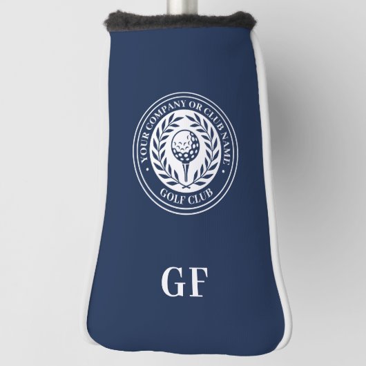 Klassiek Monogram Aangepaste Naam Donkerblauw Putt Golfheadcover (Draai 90)