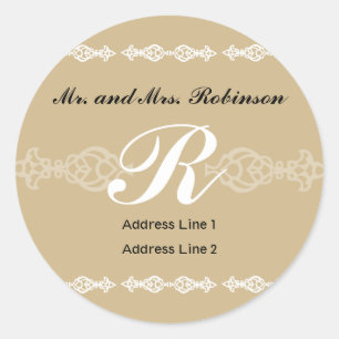 Klassiek Monogram Adreslabel 2 Ronde Sticker