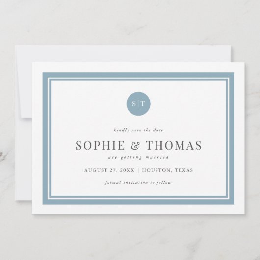 Klassiek monogram bewerkbare kleur opslaan Datum Kaart (Voorkant)