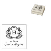 Klassiek Monogram Bloemenkrans Frame Ex Libris Boe Rubberstempel (Gestempeld)