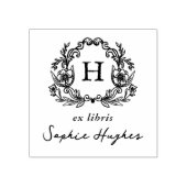 Klassiek Monogram Bloemenkrans Frame Ex Libris Boe Rubberstempel (Afrduk)