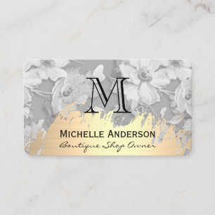 Klassiek monogram blokpatroon met Faux Gold Borhed Visitekaartje