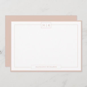 Klassiek Monogram Boho Beige Border Stationery Notitiekaartje