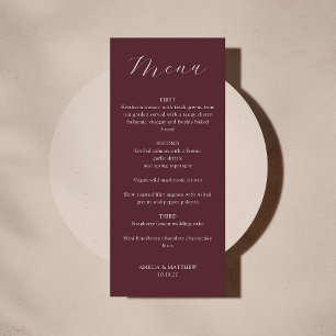 Klassiek Monogram Bourgogne Script Afdrukbaar menu Kaart