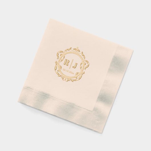 Klassiek Monogram Bruiloftsgoud Folie Servetten (Links)