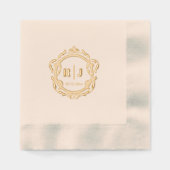 Klassiek Monogram Bruiloftsgoud Folie Servetten (Voorkant)