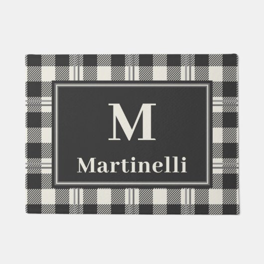Klassiek Monogram Buffalo Plaid Deurmat Design (Voorkant)