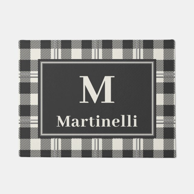 Klassiek Monogram Buffalo Plaid Deurmat Design (Voorkant)