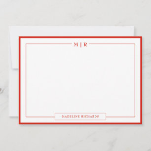 Klassiek Monogram Candy Rode Rand Briefpapier Notitiekaartje