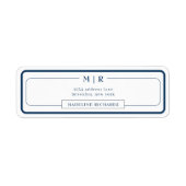 Klassiek Monogram Donker Marineblauwe Rand Adres Etiket (Voorkant)