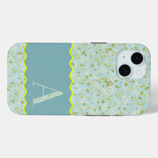 KLASSIEK MONOGRAM EEN BABY BLAUW BLOEM BOTANISCH Case-Mate iPhone CASE (Achterkant (horizontaal))