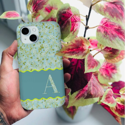 KLASSIEK MONOGRAM EEN BABY BLAUW BLOEM BOTANISCH Case-Mate iPhone CASE