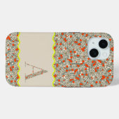 KLASSIEK MONOGRAM EEN GROENE EN RODE BLOEMIGE BOTA Case-Mate iPhone CASE (Achterkant (horizontaal))