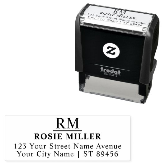 Klassiek monogram eenvoudig retouradres zelfinktende stempel (In situ)