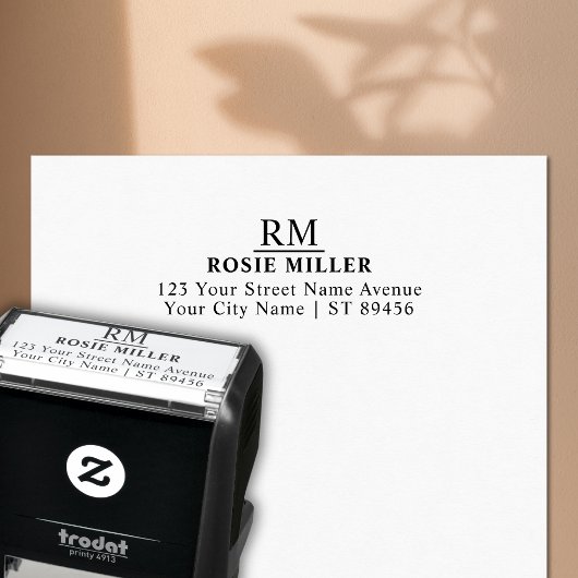 Klassiek monogram eenvoudig retouradres zelfinktende stempel