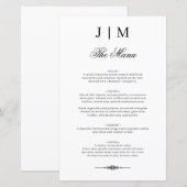 Klassiek Monogram Elegant Huwelijksmenu (Voorkant / Achterkant)