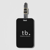 Klassiek Monogram Elegant Minimaal Zwart en Wit Bagagelabel (Voorkant (verticaal))