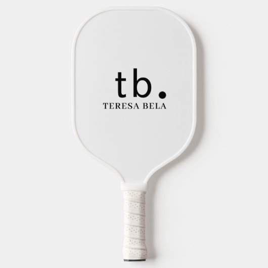 Klassiek Monogram | Elegant Minimaal Zwart & Wit Pickleball Paddle (Voorkant)