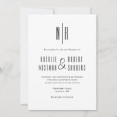 Klassiek Monogram Elegant Zwart Wit Bruiloft Kaart (Voorkant)
