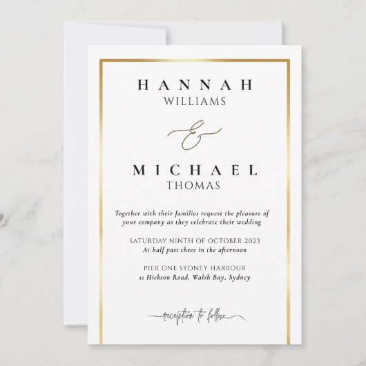 Klassiek monogram elegante bruiloft uitnodiging (Voorkant)