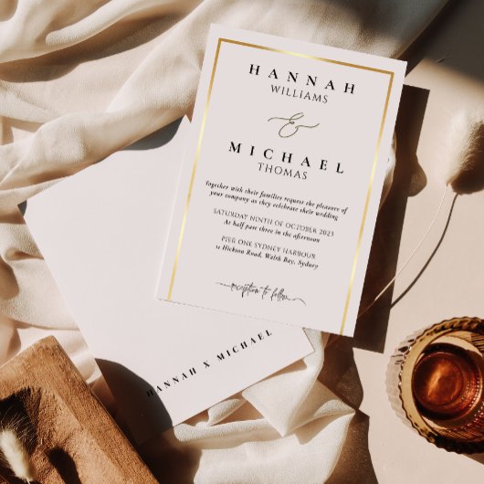 Klassiek monogram elegante bruiloft uitnodiging