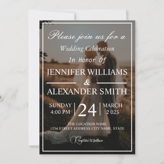 Klassiek Monogram Elegante foto bruiloft uitnodigi Kaart (Voorkant)