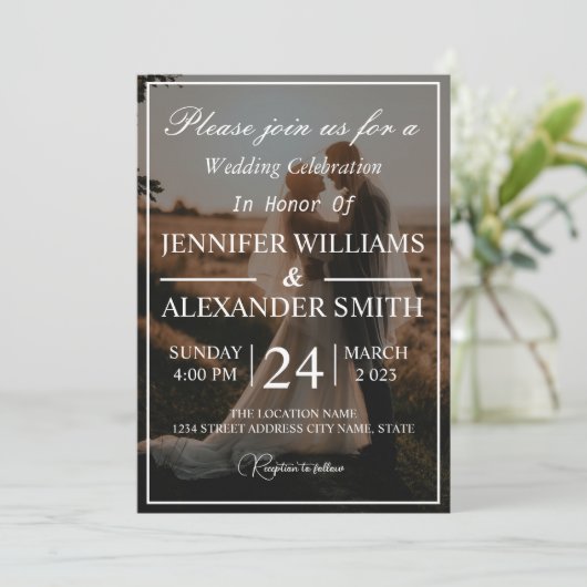 Klassiek Monogram Elegante foto bruiloft uitnodigi Kaart (Staand voorkant)