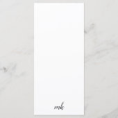 Klassiek Monogram Elegante Trouw Menu (Achterkant)